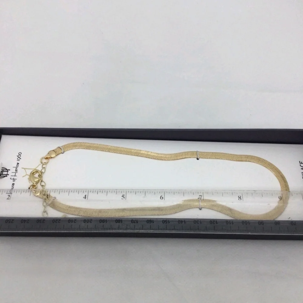 House of Harlow 1960 Gold Herringbone Necklace Elegant Design NWT NIB 16"+3" - Picture 3 of 3